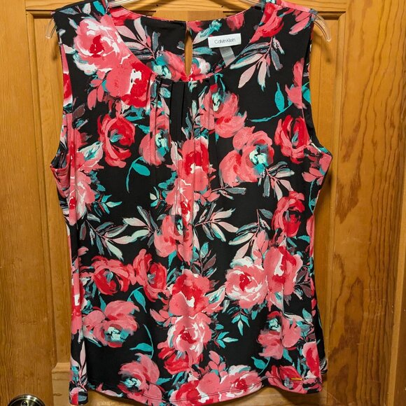 Calvin Klein Floral Sleeveless Blouse - Picture 1 of 5
